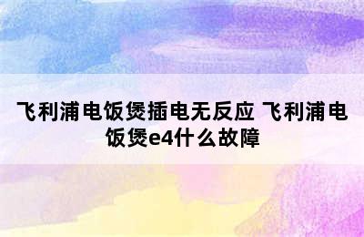 飞利浦电饭煲插电无反应 飞利浦电饭煲e4什么故障